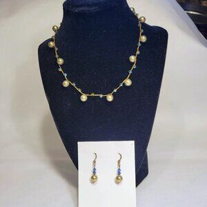 Pearl and Swarovski crystal Necklace & Earring Set